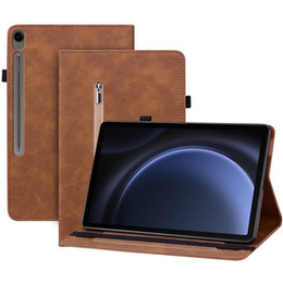 Husa pentru Samsung Galaxy Tab S10 Lite / S10 FE / S9 FE, Wallet Pen Slot, maro
