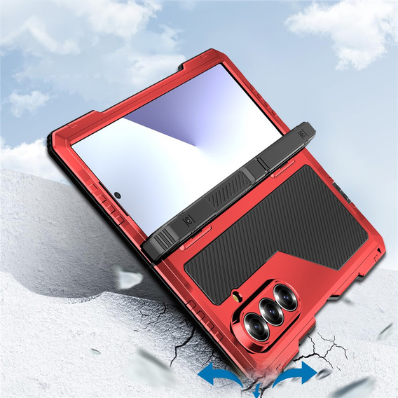 Carcasă blindată pentru Samsung Galaxy Z Fold6 5G, aluminiu, cu stand și spațiu pentru stylus, negru