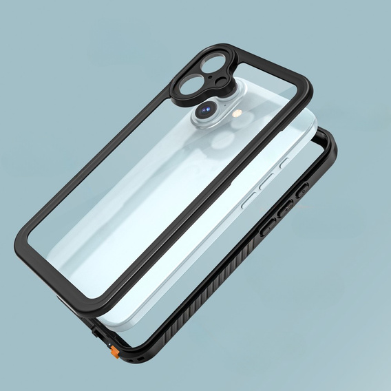 Husă impermeabilă IP68 pentru iPhone 16 Plus, negru