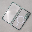 Carcasa Magnetic Dual Glass MagSafe pentru Samsung Galaxy S23, verde