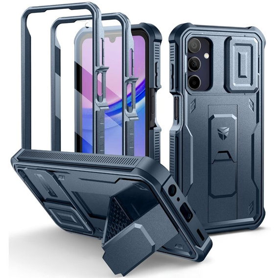 Husă blindată pentru Samsung Galaxy A15, Dexnor Full Body (Two Frames), albastru