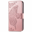 Cu clapetă pentru Realme C61, Butterfly, roz rose gold