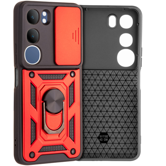 Husă blindată pentru Vivo Y19s, CamShield Slide, roșu