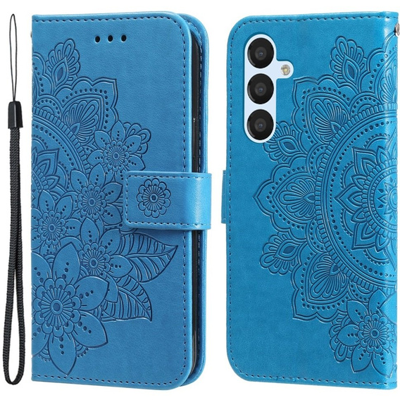 Cu clapetă pentru Samsung Galaxy A54 5G, Mandala Flower, albastru