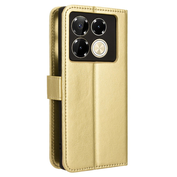 Cu clapetă pentru Infinix Note 40 Pro, Crazy Horse Wallet, de aur
