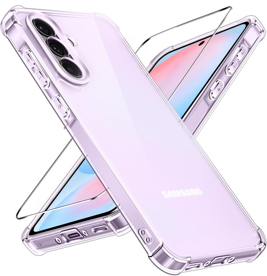 Carcasă pentru Samsung Galaxy A56, Erbord Dropproof, transparentă + Sticlă