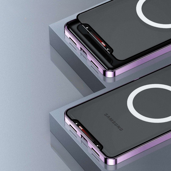 Carcasă de protecție pentru camera foto pentru Samsung Galaxy S21 FE 5G, CamShield MagSafe, transparent / violet