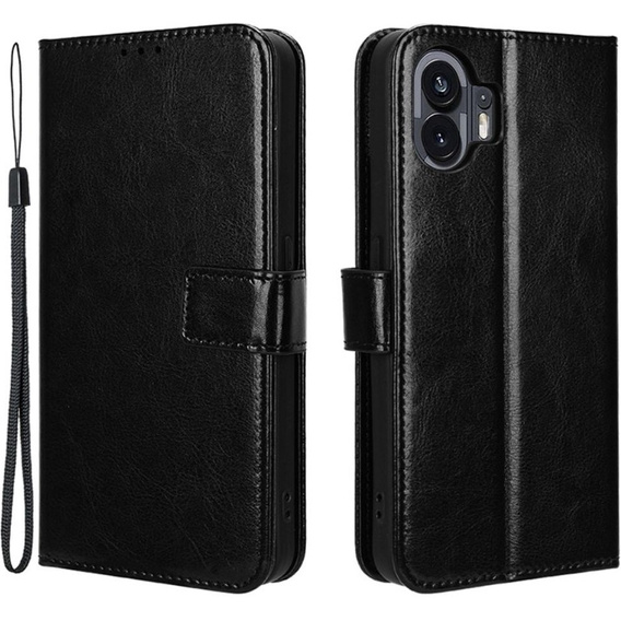 Cu clapetă pentru Nothing Phone 2, Crazy Horse Wallet, negru