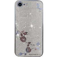 Husă pentru iPhone SE 2022 / SE 2020 / 8 / 7, Glitter Flower, albastru