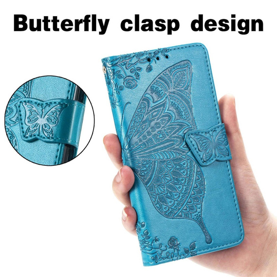 Cu clapetă pentru Motorola Moto G32, Butterfly, albastru