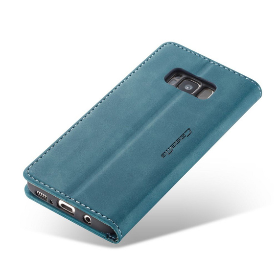 Husa CASEME pentru Samsung Galaxy S8, Leather Wallet Case, albastru