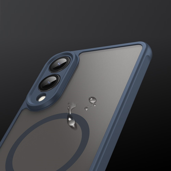 Husă pentru Samsung Galaxy S25 Edge, Kickstand Matt Case, pentru MagSafe, albastru + Sticlă ecran