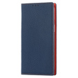Cu clapetă pentru iPhone 15 Pro, Litchi Skin Grain, albastru închis