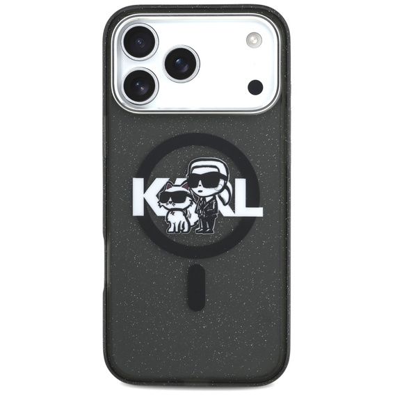 Husă MagSafe Karl Lagerfeld IML Glitter Karl & Choupette Sketch Logo pentru iPhone 17 Pro Max