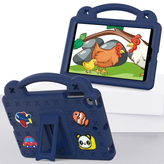 Husă pentru copii pentru iPad mini 7.9" 2019/2015/2014/2013/2012 (5/4/3/2/1 gen.), Cute Patterns, cu suport, albastru închis