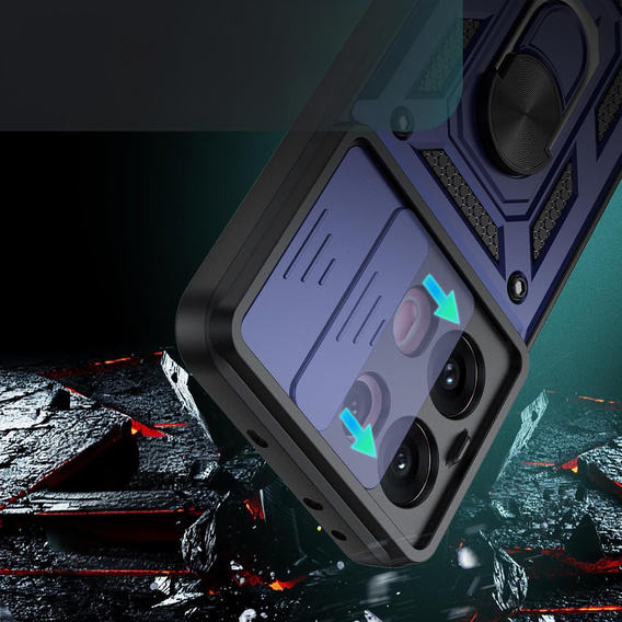 Husă blindată pentru Oppo Reno 13 Pro, CamShield Slide, albastru