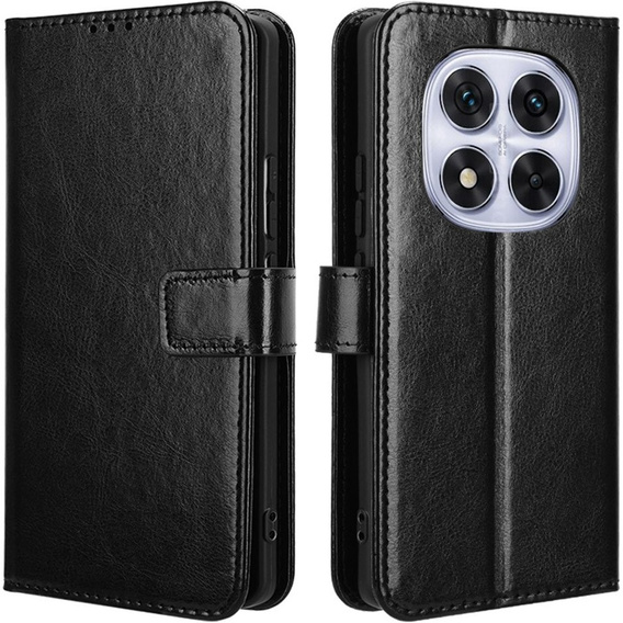 Cu clapetă pentru Xiaomi Redmi Note 14 Pro+, Crazy Horse Wallet, negru