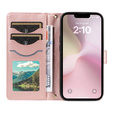 Husă cu clapetă pentru iPhone 16E, Rhombus Crossbody Leather, roz rose gold