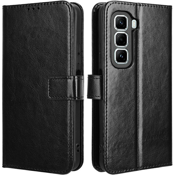 Cu clapetă pentru Infinix Hot 50 Pro 4G, Crazy Horse Wallet, negru