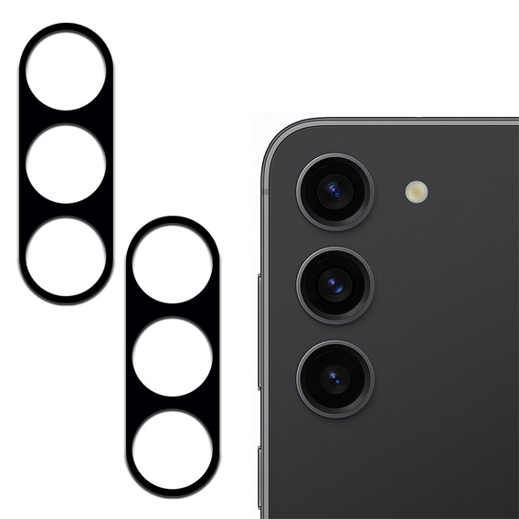 2x ERBORD sticlă călită ERBORD pentru camera pentru Samsung Galaxy S23, negru