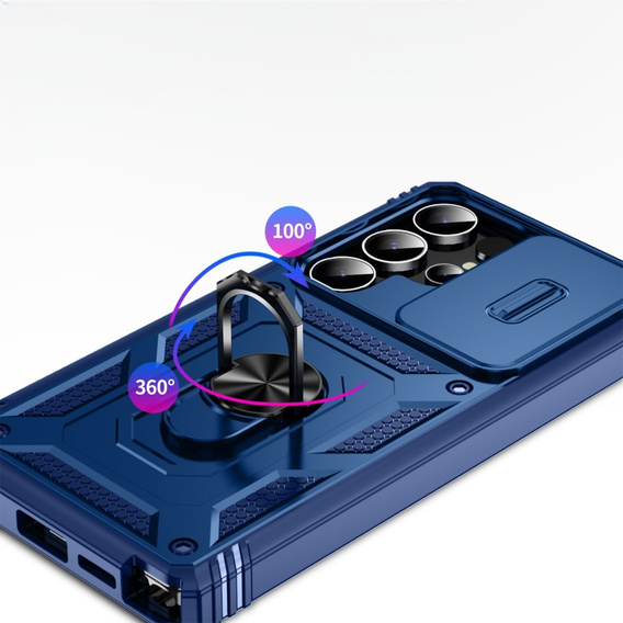 Husă pentru Samsung Galaxy S25 Ultra, KickStand Camera Lens, albastru