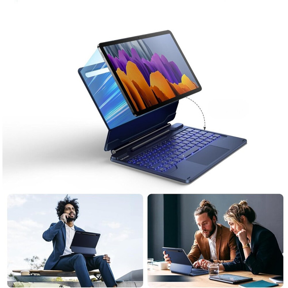 Husă tastatură pentru Samsung Galaxy Tab S10 Lite / S10 FE / S9 FE / S9, Dexnor Magnetic Keyboard Touchpad, albastru