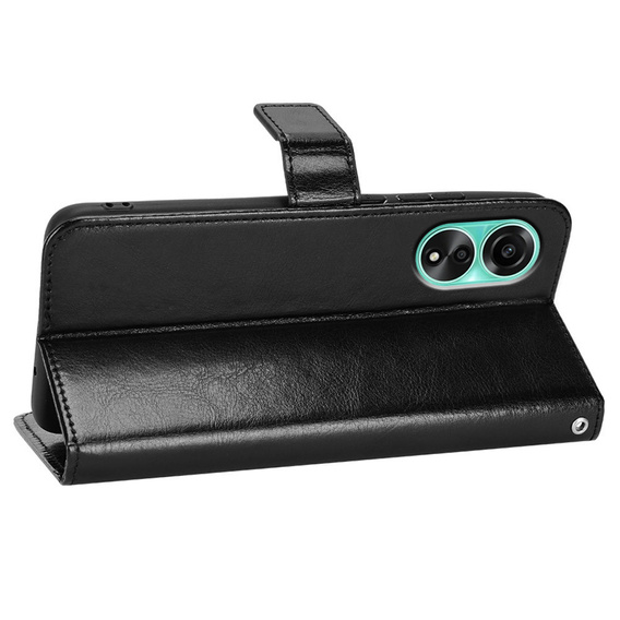 Cu clapetă pentru Oppo A98 5G, Crazy Horse Wallet, negru