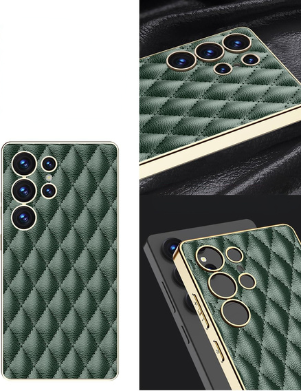 Husă pentru Samsung Galaxy S25 Ultra, Leather Rhombus, verde