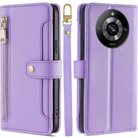 Cu clapetă pentru Realme 11 Pro 5G / Pro+ 5G, Wallet Zipper Pocket, violet