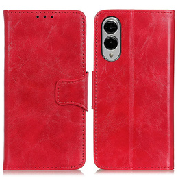 Cu clapetă pentru Samsung Galaxy S25 Edge, Crazy Horse Wallet, roșu