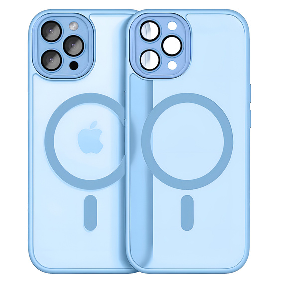 Husă pentru iPhone 16 Pro Max, pentru MagSafe, ERBORD Matt Case, albastru + sticlă pentru ecran