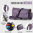 Husă CASEME pentru Samsung Galaxy S25 FE, RFID Leather Wallet, cu curea de umăr, violet