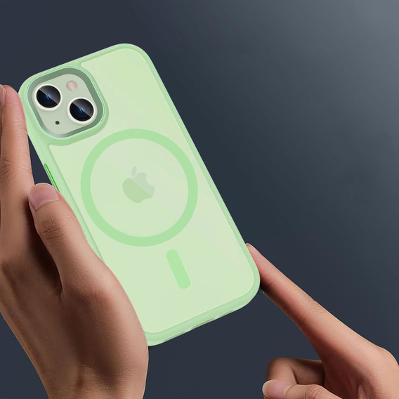 Husă pentru iPhone 15, pentru MagSafe, ERBORD Matt Case, verde + sticlă pentru ecran