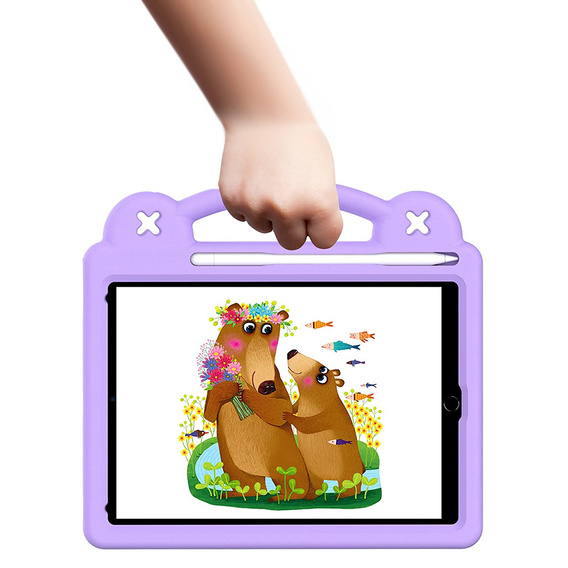 Husă pentru copii pentru iPad 9.7" 2018/2017 (6/5 gen.) / Pro 9.7" 2016, Cute Patterns, cu suport, violet