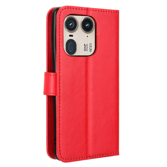 Cu clapetă pentru Motorola Edge 50 Ultra, Crazy Horse Wallet, roșu