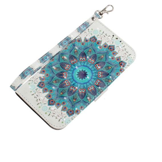 Cu clapetă pentru Samsung Galaxy A54 5G, Wallet mandala, alb
