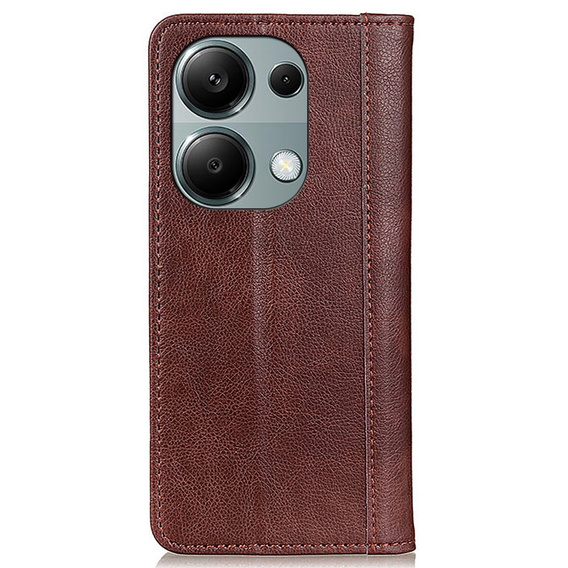 Huse pentru Xiaomi Redmi Note 13 Pro 4G, Wallet Litchi Leather, maro