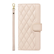 Husă cu clapetă pentru iPhone 16E, Rhombus Crossbody Leather, bej