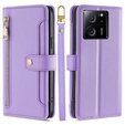 Cu clapetă pentru Xiaomi 13T / 13T Pro / Redmi K60 Ultra, Wallet Zipper Pocket, violet