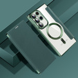 Cu clapetă pentru Samsung Galaxy S23 Ultra, RFID Wallet MagSafe CamShield, verde