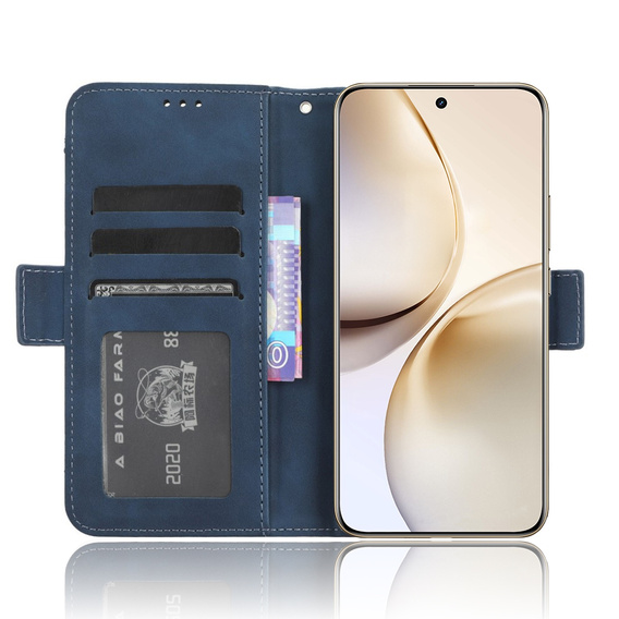 Cu clapetă pentru Realme 14 Pro 5G, Card Slot, albastru închis