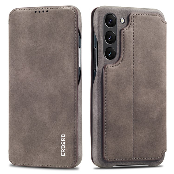 Carcasa cu clapetă pentru Samsung Galaxy S23 Plus, ERBORD Retro, maro