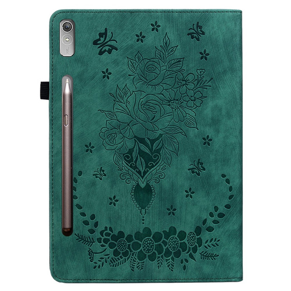 Husă cu clapetă pentru Lenovo Tab P12, flower, verde