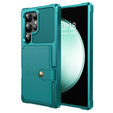 Husa pentru Samsung Galaxy S24 Ultra, Card Holder Kickstand, verde