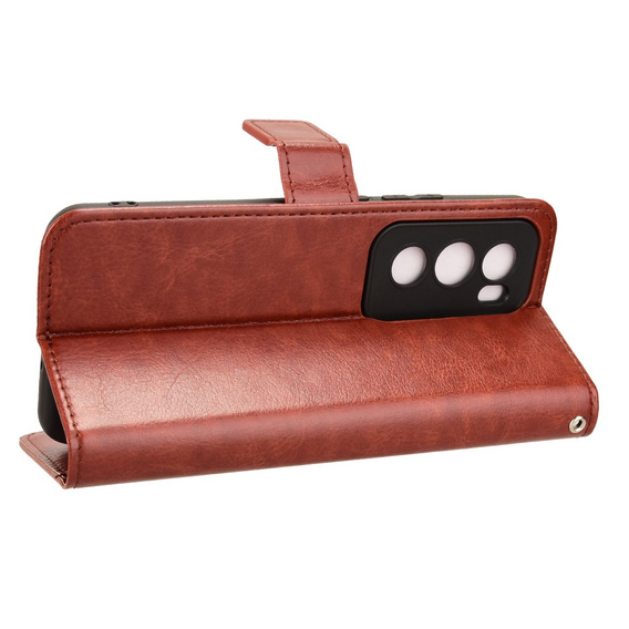 Cu clapetă pentru Oppo Reno 12, Crazy Horse Wallet, maro