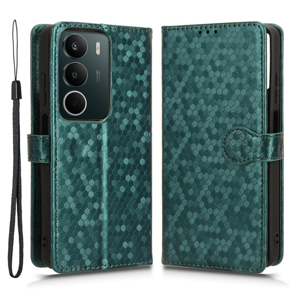Husa cu clapetă pentru Realme C71, Wallet Rhombus, verde