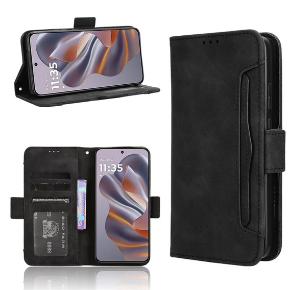 Cu clapetă pentru Motorola Edge 50 Neo / Motorola ThinkPhone 25, Card Slot, negru