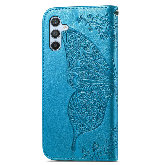 Cu clapetă pentru Samsung Galaxy A36, Butterfly, albastru