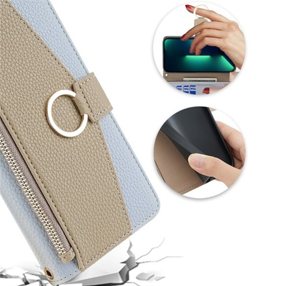 Carcasă flip pentru iPhone 7 / 8 / SE (2020) / SE (2022), Wallet Zipper Pocket, cu oglindă, albastru