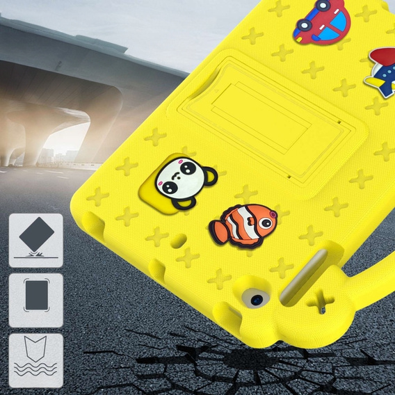 Husă pentru copii pentru iPad mini 7.9" 2019/2015/2014/2013/2012 (5/4/3/2/1 gen.), Cute Patterns, cu suport, galben